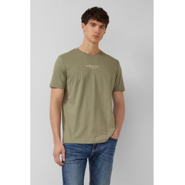 Tricou cu decolteu la baza gatului si logo - Kaki