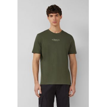 Tricou cu decolteu la baza gatului si logo - Verde feriga