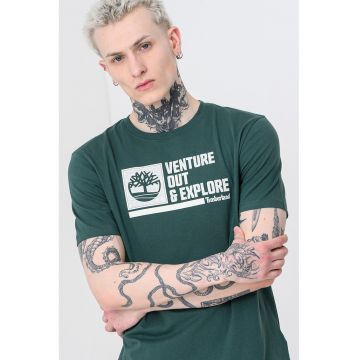 Tricou cu imprimeu grafic Front - Alb/Verde inchis