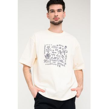 Tricou cu imprimeu grafic - Negru/Bej deschis