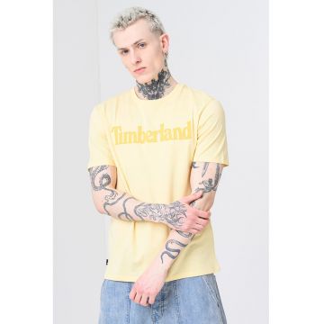 Tricou cu imprimeu logo contrastant Linear - Galben pai