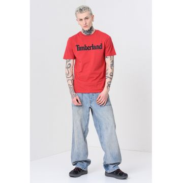 Tricou cu imprimeu logo contrastant Linear - Rosu/Negru