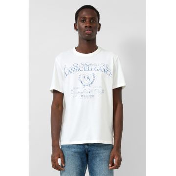 Tricou cu imprimeu text - Alb