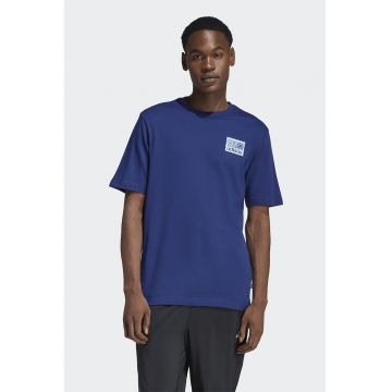 Tricou de bumbac cu aplicatie pe piept Mos - Albastru inchis