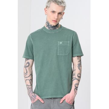 Tricou de bumbac cu decolteu la baza gatului - Verde