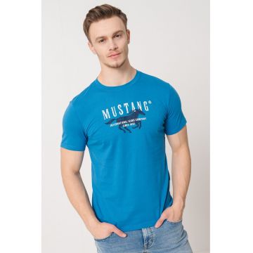 Tricou de bumbac cu imprimeu logo - Negru/Albastru