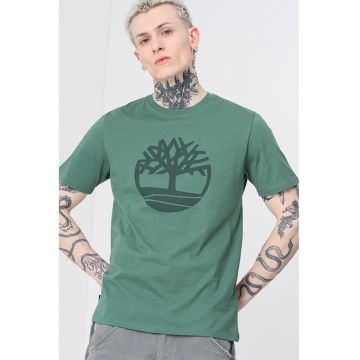 Tricou de bumbac cu imprimeu logo - Verde