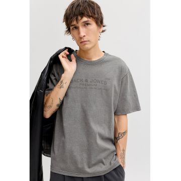 Tricou de bumbac organic cu logo Jpbluaiden - Gri carbune