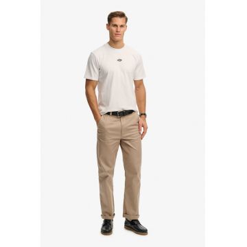 Tricou din bumbac cu decolteu la baza gatului - Alb optic