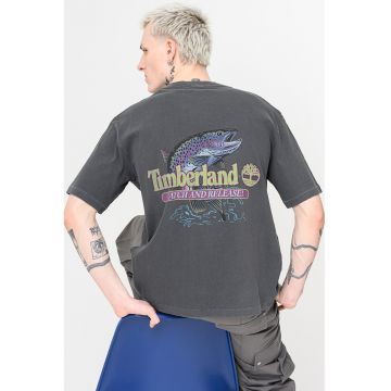 Tricou din bumbac cu imprimeu grafic pe partea din spate - Gri antracit