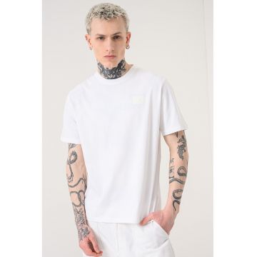 Tricou din bumbac cu logo Silicon Badge - Alb optic