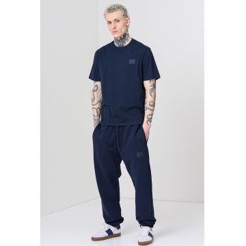 Tricou din bumbac cu logo Silicon Badge - Bleumarin