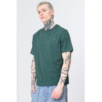 Tricou din bumbac cu logo Silicon Badge - Verde inchis