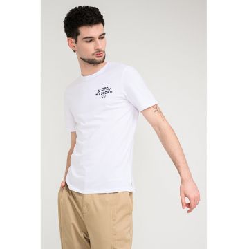 Tricou din bumbac organic cu imprimeu logo - Alb stralucitor