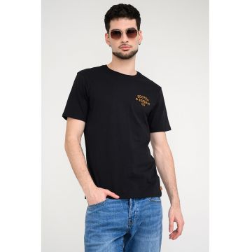 Tricou din bumbac organic cu imprimeu logo - Negru stins