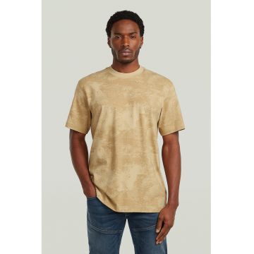 Tricou din bumbac organic cu model tie-dye - Portocaliu pal/Maro camel