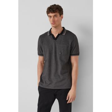 Tricou polo cu buzunar pe piept - Gri inchis