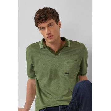 Tricou polo cu buzunar pe piept - Verde feriga