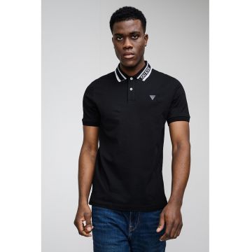 Tricou polo cu detalii logo - Alb/Negru/Gri inchis