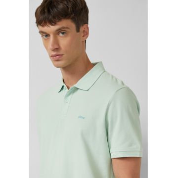 - Tricou polo din bumbac pique - Verde pal