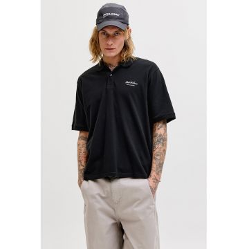 Tricou polo lejer de bumbac organic - Negru