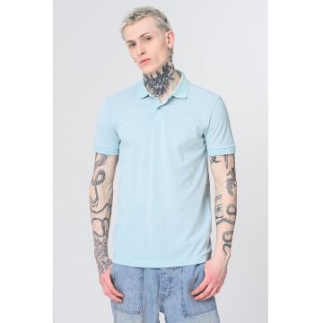 Tricou polo slim fit cu logo grafic - Verde pal