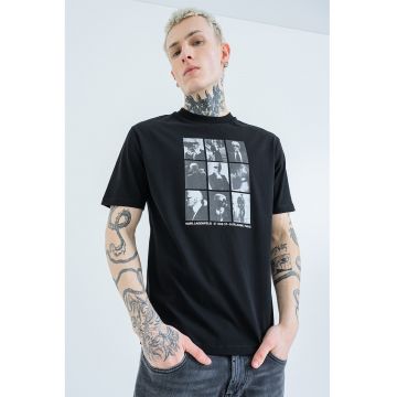 Tricou regular fit cu imprimeu foto - Negru/Gri