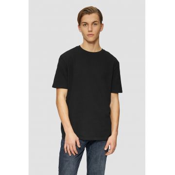 Tricou relaxed fit cu decolteu la baza gatului - Negru