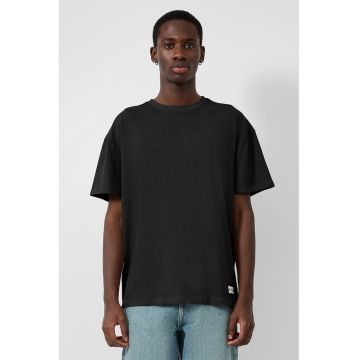 Tricou relaxed fit cu decolteu la baza gatului - Negru