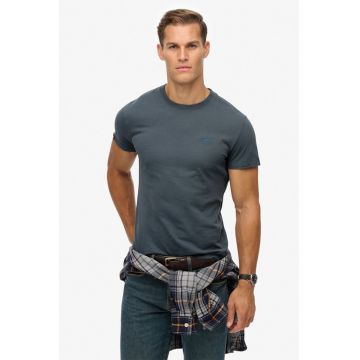 Tricou slim fit de bumbac Essential - Albastru prafuit