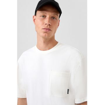 Tricou uni cu decolteu la baza gatului - Alb