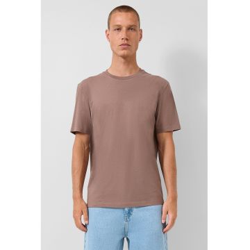 Tricou uni cu decolteu la baza gatului - Maro taupe