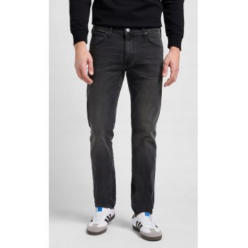 Blugi barbati  Daren - negri - regular straight - cu fermoar - bumbac