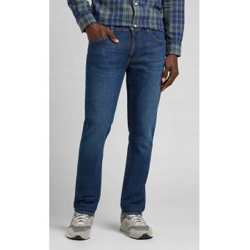 Blugi barbati  Luke - croiala subtire si conica - albastru inchis - bumbac elastic