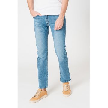 Blugi slim fit cu aspect decolorat