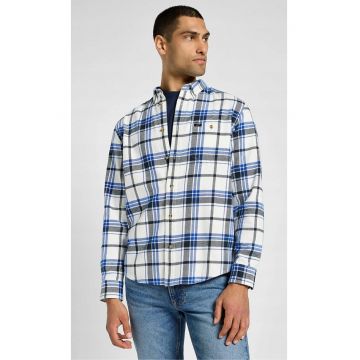Camasa barbati -  alb-albastru - bumbac - Alb/Albastru