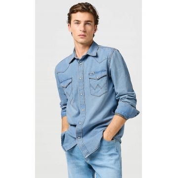 Camasa barbati -  denim - albastru - bumbac - maneca scurta - regular fit - Albastru