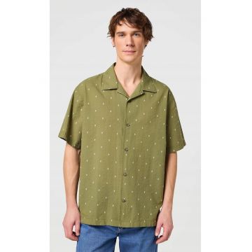 Camasa barbati -  supradimensionata - verde - bumbac - maneca scurta -