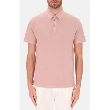 Distretto - Tricou polo din bumbac - Roz prafuit