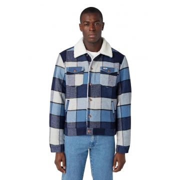 Jacheta barbati -  captusita - in carouri - lana/poliester - regular fit - multicolor