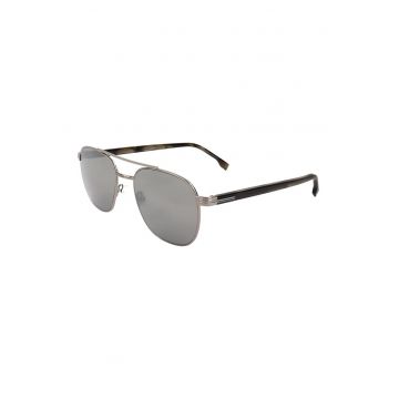 Ochelari de soare aviator cu logo - Negru stins/Argintiu