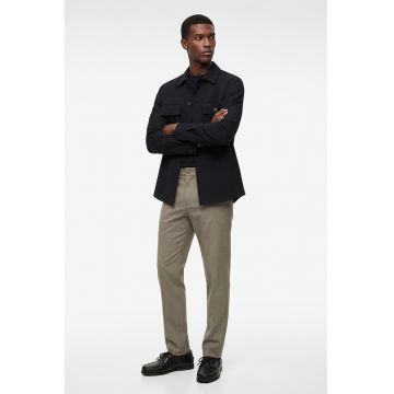 Pantaloni chino cu model uni - Maro taupe