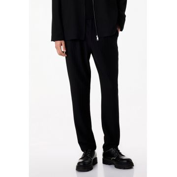 Pantaloni drepti cu talie medie - Negru