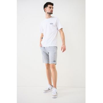 Set de tricou cu pantaloni scurti cu imprimeu logo - 2 piese - Alb/Gri melange