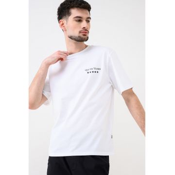 Tricou de bumbac cu imprimeu Fredo - Alb/Negru