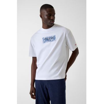 Tricou de bumbac cu logo - Alb/Albastru