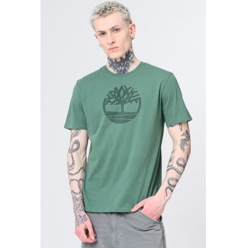 Tricou de bumbac cu logo Kennebec River Tree - Alb optic/Verde feriga