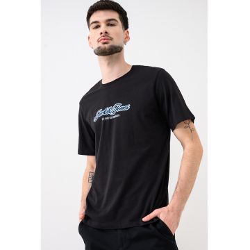 Tricou de bumbac organic cu decolteu la baza gatului Jorcatskills - Negru/Albastru