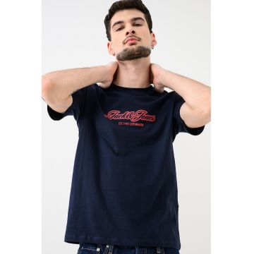 Tricou de bumbac organic cu decolteu la baza gatului Jorcatskills - Rosu/Albastru ultramarin