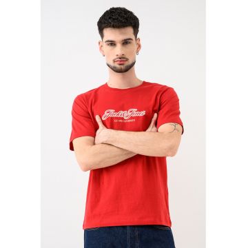 Tricou de bumbac organic cu decolteu la baza gatului Jorcatskills - Rosu